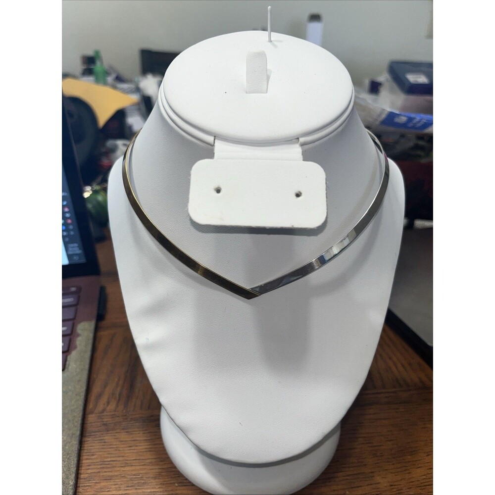 Vintage Ed Levin signed Sterling Silver / Bronze Collar Necklace ~  11 Grams